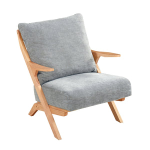 English Elm Mid-Century modern accent chair with solid rubberwood frame, chenille upholstery, plush seat comfort Gray,Natural 45 L x 25.5 W x 14.5 H B011P347877