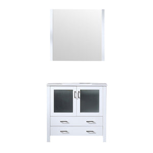 English Elm White Bathroom Vanity With Ceramic Top & Mirror - Elegant 36" W Storage Solution For Modern Spaces B2731S00725-GIGA
