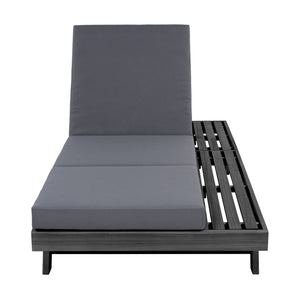 English Elm Lounge Chaise Outdoor Acacia Wood Slatted Frame with Water Resistant Cushion Resort Style Black,Dark Grey N770P442B26G