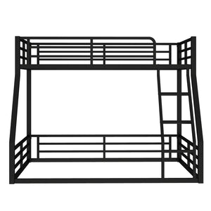 English Elm Metal Twin Xl Over Queen Bunk Bed Frame – Heavy-Duty, Space-Saving Design With Safety Guardrails, Black W1580S00161