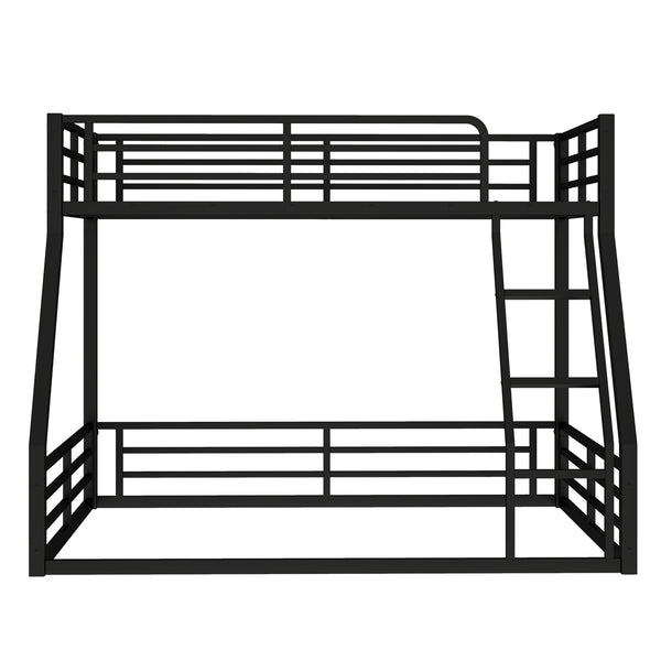 English Elm Metal Twin Xl Over Queen Bunk Bed Frame – Heavy-Duty, Space-Saving Design With Safety Guardrails, Black W1580S00161