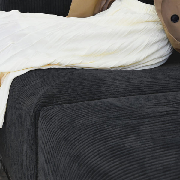 English Elm Pixel Modern Modular Sofa - Stylish Black Corduroy L-Shaped Sectional 4-Seater For Versatile Comfort B341S00024-GIGA