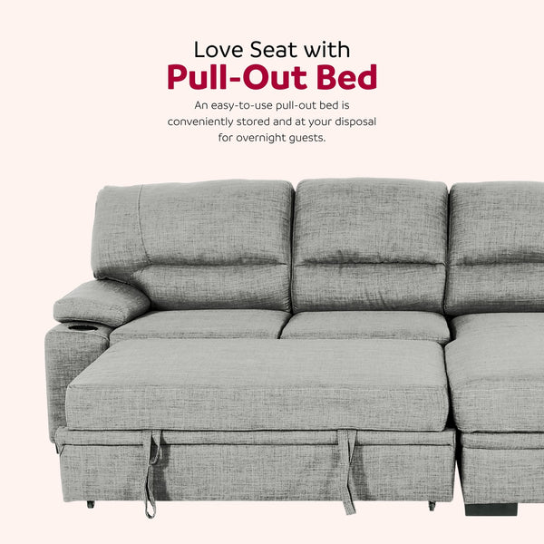 English Elm Luxurious Sectional Sleeper Sofa with Storage, Cupholders & Pocket Coil Comfort for Entertaining 93"L B2741S00008