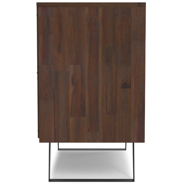 English Elm Lowry Solid Acacia Wood Sideboard with Industrial Legs and Concealed Storage Doors B136P439009