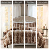 Madison Park Zuri Glam/Luxury 4PC Faux Fur Comforter Set MP10-3073 Tan