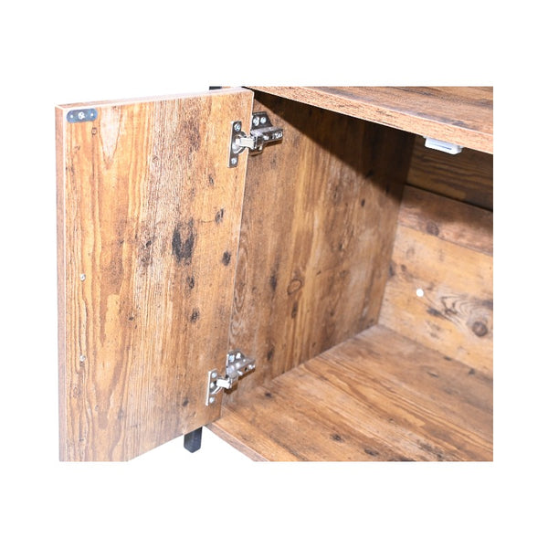 English Elm Rustic Wooden Cat Litter Box Enclosure with Scratching Mat, Rustic Brown Industrial Cat Hideaway 31.9"x17.7"x31.4" W1412P271588