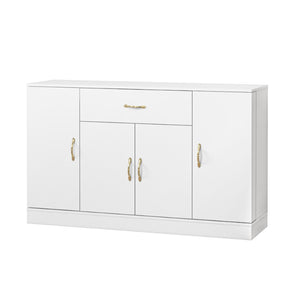 English Elm Sideboard Buffet Cabinet White Finish 4 Door 1 Drawer Modern Kitchen Dining Storage W409S00019