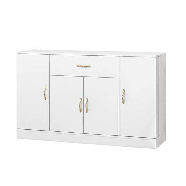 English Elm Sideboard Buffet Cabinet White Finish 4 Door 1 Drawer Modern Kitchen Dining Storage W409S00019