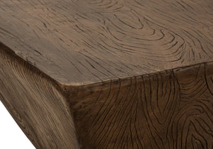 English Elm Accent Table Walnut Finish Magnesium Oxide Build for Indoor Outdoor Contemporary Use B2710P461683