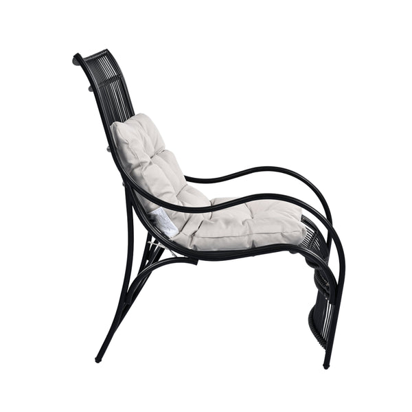 English Elm Christopher Knight Home® - 3 Piece Wicker Patio Set with Cloud-Like Cushions, Acacia Top Table, Rust-Resistant Steel Frame Beige+Black N780P209442B