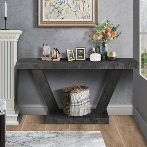 English Elm 60 Vintage Distressed Wood Entryway Bench with Two-Tier Solid Veneer Storage Cabinet, Rustic Farmhouse Style Antique Black W1445P287873