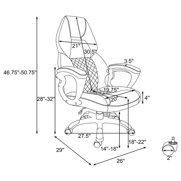 English Elm Bruce sleek Black Upholstered Adjustable Home Office Chair – Ergonomic Swivel, Rolling Casters, Timeless Comfort and Support B062P344908