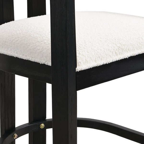 English Elm Christopher Knight Home® - 26" Contemporary Upholstered Counter Stool Set of 2 with Curved Solid Wood Back, Durable Rubberwood Frame Beige,Black N771P361764H