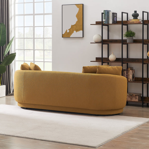 English Elm Ashcroft Furniture - Dylan Modern French Boucle Sofa — Stylish 85" Designer Couch with High-Density Foam Comfort & Durable Fabric Dark yellow B183P231858