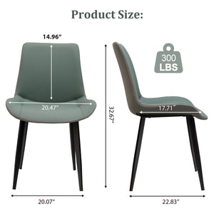 English Elm Green Pu Leather Upholstered Dining Chair Set with Metal Legs for Modern Interiors T3967P421202
