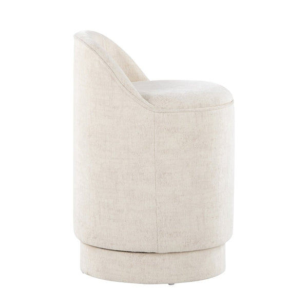 English Elm 18" Tufted Velvet Vanity Stool with 360 Swivel Base and Hidden Storage Compartment Cream B202P471494