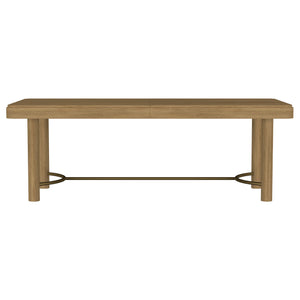 English Elm Benson Sand Wash Extension Dining Table with Removable Leaf, Rounded Corners & Antique Brass Stretcher B062P374100