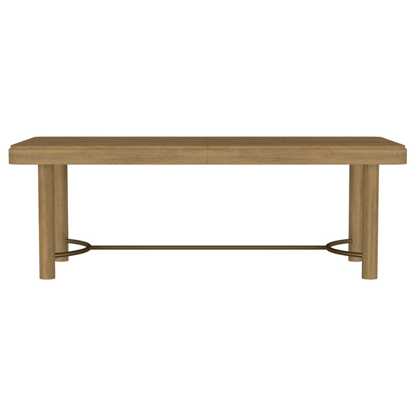 English Elm Benson Sand Wash Extension Dining Table with Removable Leaf, Rounded Corners & Antique Brass Stretcher B062P374100