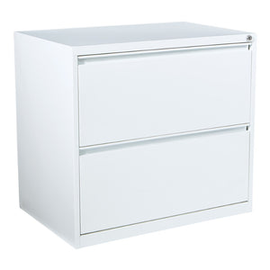 OSP Home Furnishings 30" Wide Lateral File Cabinet with 2 Locking Drawers for Legal and Letter Office Storage White LF230-WH