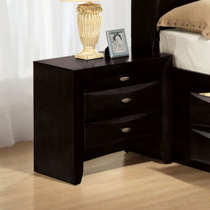 English Elm Black Nightstand with 2 Drawers and Oval Knob Pulls — Solid Wood Transitional Bedside Table, 25.5"W x 17"D x 25.5"H B2741P357509