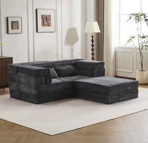 English Elm Compression Modular Sofa Bed - Cozy Convertible Design In Plush Fleece, No Assembly, Perfect For Small Spaces W3723S00029