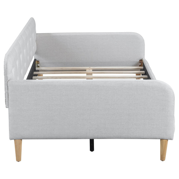 English Elm Twin Upholstered Daybed with Pine Frame and Linen Fabric, Button-Tufted High Sideboard, 79" L Beige N709P266225K