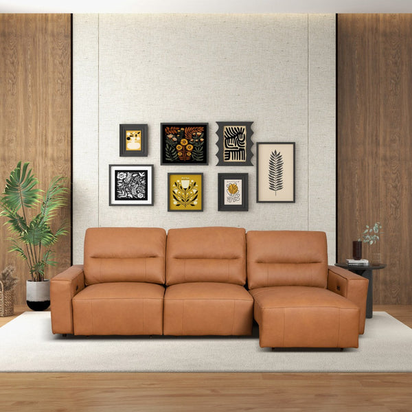 English Elm Grant Power Convertible Sofa Top Grain Leather Mid Century Queen Sleeper B183S00121