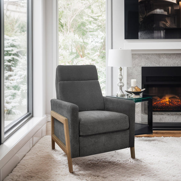 JLA Home Chapel Hill - Recliner Luna modern compact recliner with exposed wood frame, independent back and footrest comfort Grey CH103-0003