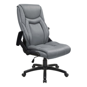 OSP Home Furnishings Exec High Back Bonded Leather Office Chair with Lumbar Support and Pneumatic Lift Grey EC93580-EC42