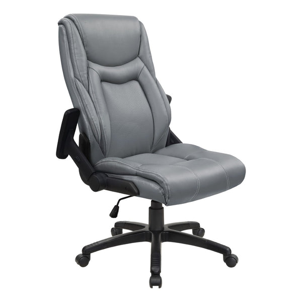 OSP Home Furnishings Exec High Back Bonded Leather Office Chair with Lumbar Support and Pneumatic Lift Grey EC93580-EC42