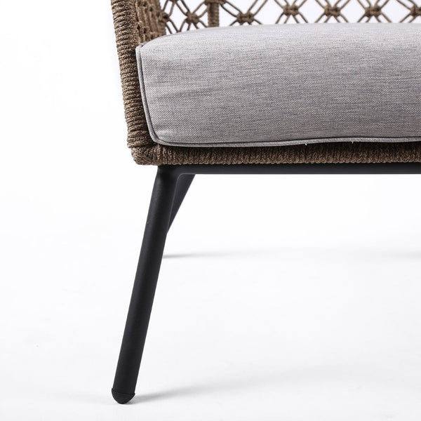 English Elm Marco Handcrafted Rope Woven Steel Lounge Chair Powder Coated for Patio or Living Room B2736P464889