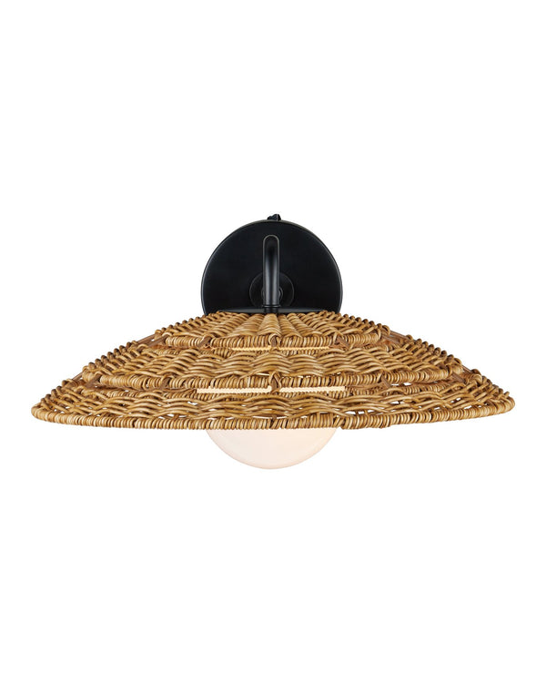 Currey & Company Barbary Outdoor Wall Sconce - Stylish All-weather Wicker & Milk-glass Globe For Elegant Illumination Natural All,Weather Wicker ,Metal ,Glass 5500-0059-currey-company