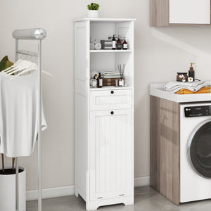 English Elm One-Compartment Tilt-Out Laundry Sorter Cabinet With Drawer - Space-Saving Design In White Finish W1120P146259