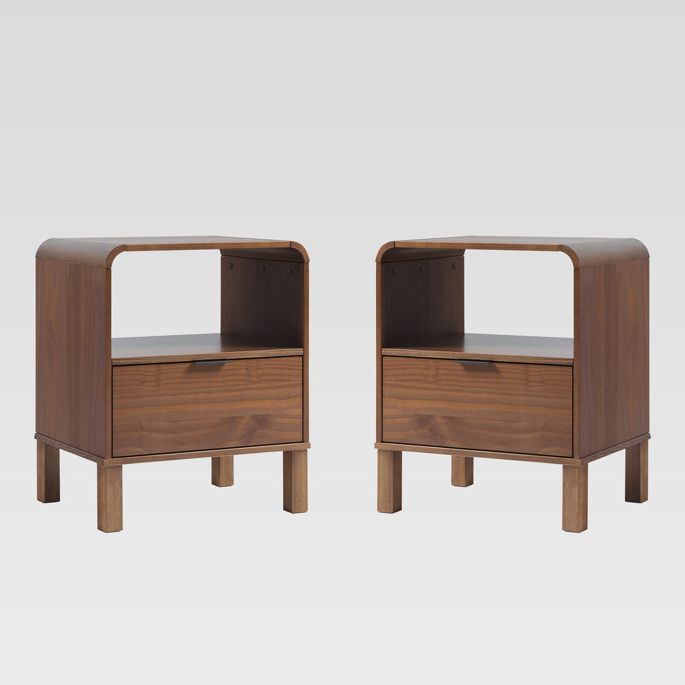 24" Rounded Edge 1 Drawer Nightstand - Set of 2 Brown ELIB4CBR-2PK Walker Edison