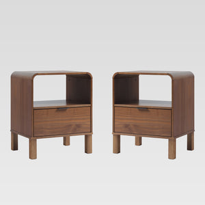 24" Rounded Edge 1 Drawer Nightstand - Set of 2 Brown ELIB4CBR-2PK Walker Edison