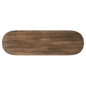 English Elm Alamitos Sculptural Brown Oval Mango Wood Console Table with L‑Legs — Elegant Entryway Statement Piece B062P299786