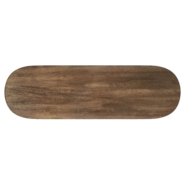 English Elm Alamitos Sculptural Brown Oval Mango Wood Console Table with L‑Legs — Elegant Entryway Statement Piece B062P299786