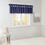 Madison Park Emilia Transitional Lightweight Faux Silk Valance With Beads MP41-6320 Navy