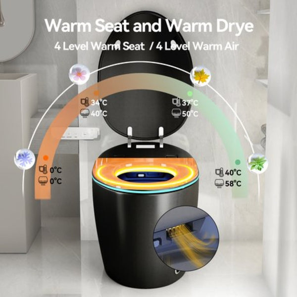 English Elm Unique Smart Toilet with Built in Bidet Auto Lid Foot Sensor and Warm Air Dryer W3133P384976
