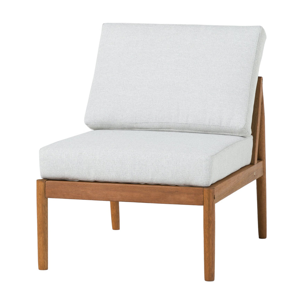 English Elm Walker Edison - Modern Outdoor Spindle Style Armless Sectional crafted from responsibly sourced eucalyptus with weather-resistant linen cushions and easy assembly instructions for durable, eco-friendly patio comfort Brown 37 L x 28 W x 14.5 H B185P326700