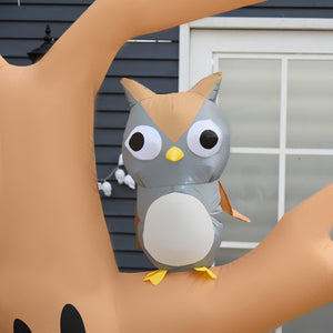 English Elm Homcom 7.5' Lighted Halloween Inflatable Haunted Tree With Owl, Ghost & Pumpkins - Spooky Yard Decor! W2225P229515