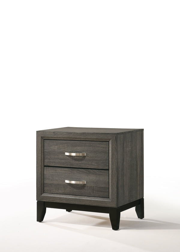 English Elm Valdemar Weathered Gray Nightstand with 2 Spacious Drawers, Dovetail Construction, Nickel Handles B2726P271651