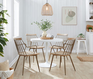 English Elm Chair Spindle Back Farmhouse Dining Seat Whitewashed Wood and Antique Copper Legs B202P471321