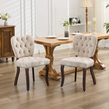 English Elm French Vintage Tufted Upholstered Fabric Dining Chair,Set Of 2,Beige,Sw1869Bg