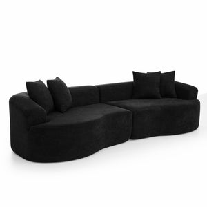 English Elm Modern Curved 4-Seater Sectional Sofa – Plush Chenille Comfort, Minimalist Design, No Assembly Needed W1413S00104
