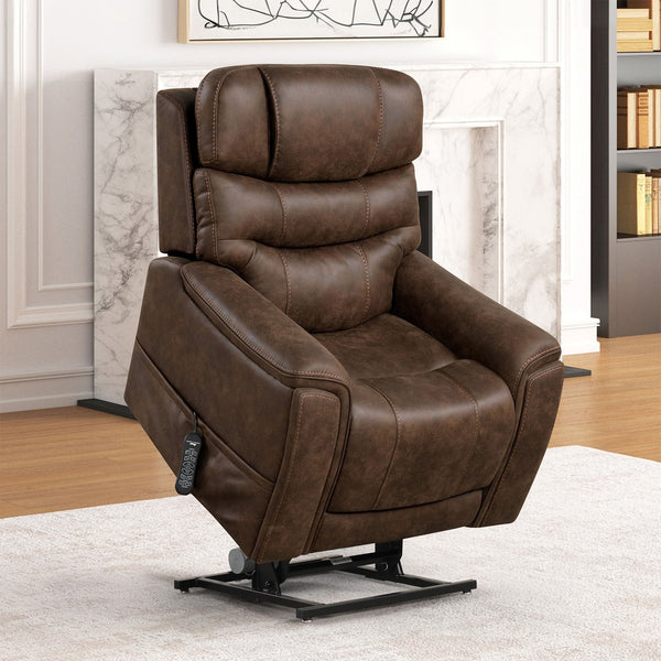 English Elm Walnut Guinevra Transitional Lift Chair with Dual Motors, Steel Seat Box, USB Port, Wired Controller B2741P387683