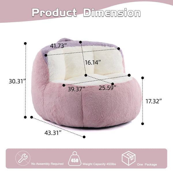 English Elm Oversized Multicolor Faux Fur Bean Bag Chair - Cozy Lounger With Shredded Foam, No Assembly Needed! W3723P375715-GIGA