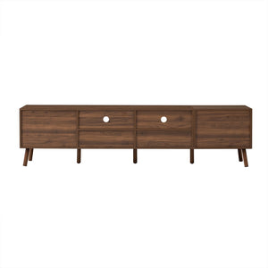 English Elm 78 Inch Walnut Entertainment Center Fluted Doors Solid Wood Legs for Living Room N710P372591P