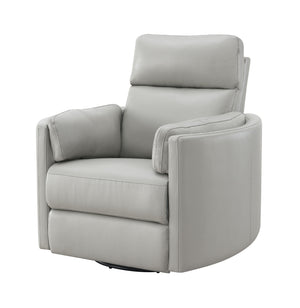 English Elm Sagen Gray Faux Leather Glider Recliner with Swivel, Pocket Coil Comfort, Low Wall Clearance 9" B2726P241794