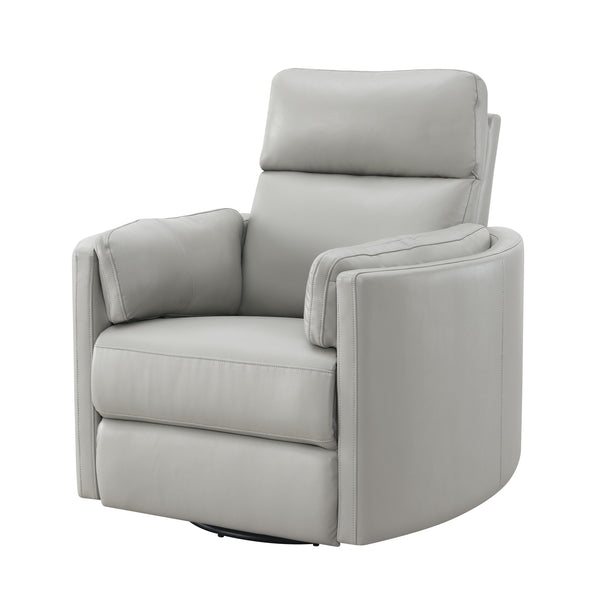 English Elm Sagen Gray Faux Leather Glider Recliner with Swivel, Pocket Coil Comfort, Low Wall Clearance 9" B2726P241794